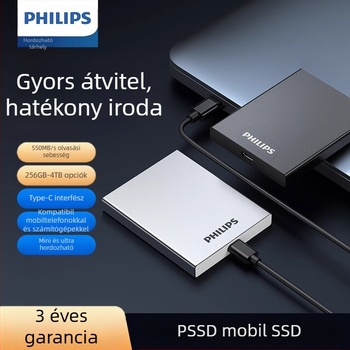 Philips PSSD mobil szilárdtestalapú meghajtó mobiltelefon számítógép Type-C kettős célú merevlemez nagysebességű tárhely nagykereskedelmi bővítés