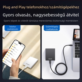 Philips PSSD mobil szilárdtestalapú meghajtó mobiltelefon számítógép Type-C kettős célú merevlemez nagysebességű tárhely nagykereskedelmi bővítés