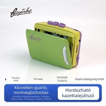 Bayin doboz határokon átnyúló új magnó walkman fejhallgatóval hordozható rádió kazettás lejátszó angol nyelvű zenehallgatás lejátszás