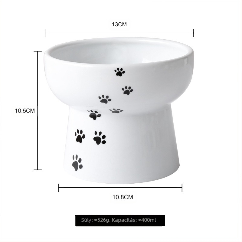Snack konzerv macskatál, felborulásgátló, háziállat macska itatója, nyakcsigolyavédő, magas lábú kerámia macskaeledel tál