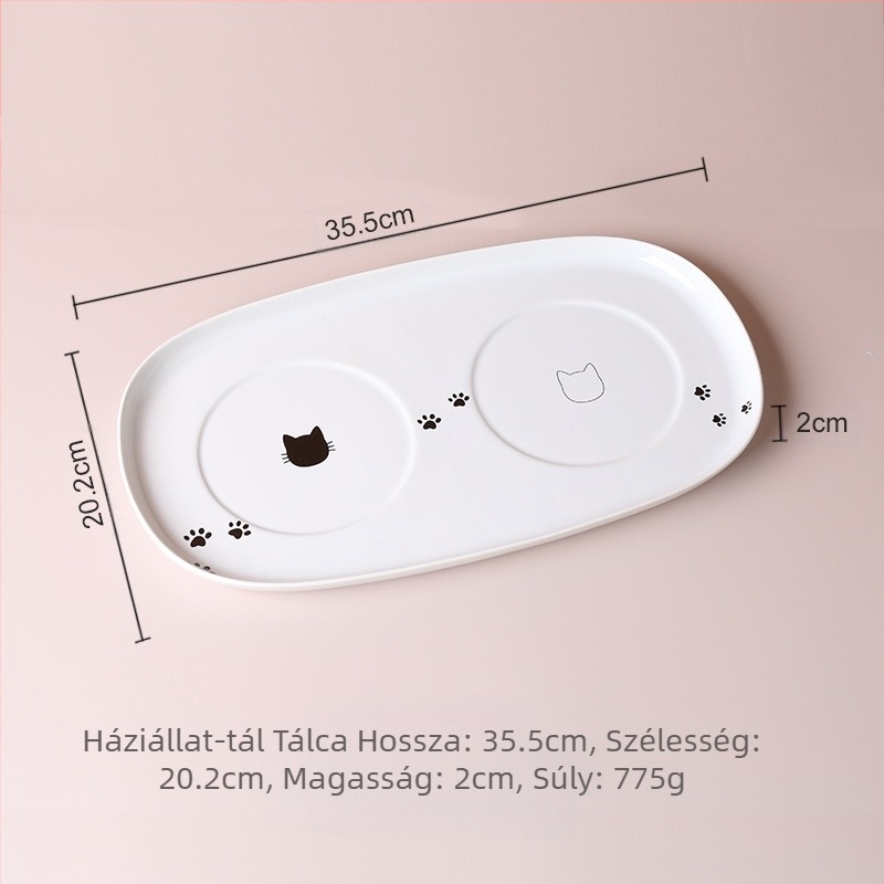 Snack konzerv macskatál, felborulásgátló, háziállat macska itatója, nyakcsigolyavédő, magas lábú kerámia macskaeledel tál