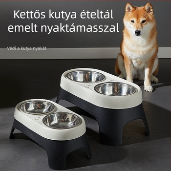 Új, kutyáknak való, magasított tál, kisállatoknak való ivóvíz-etetőtál, kopogásgátló rozsdamentes acél etetőtál, macska rizstál, raktáron, nagykereskedelemben