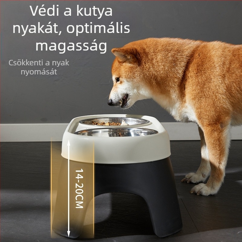 Új, kutyáknak való, magasított tál, kisállatoknak való ivóvíz-etetőtál, kopogásgátló rozsdamentes acél etetőtál, macska rizstál, raktáron, nagykereskedelemben