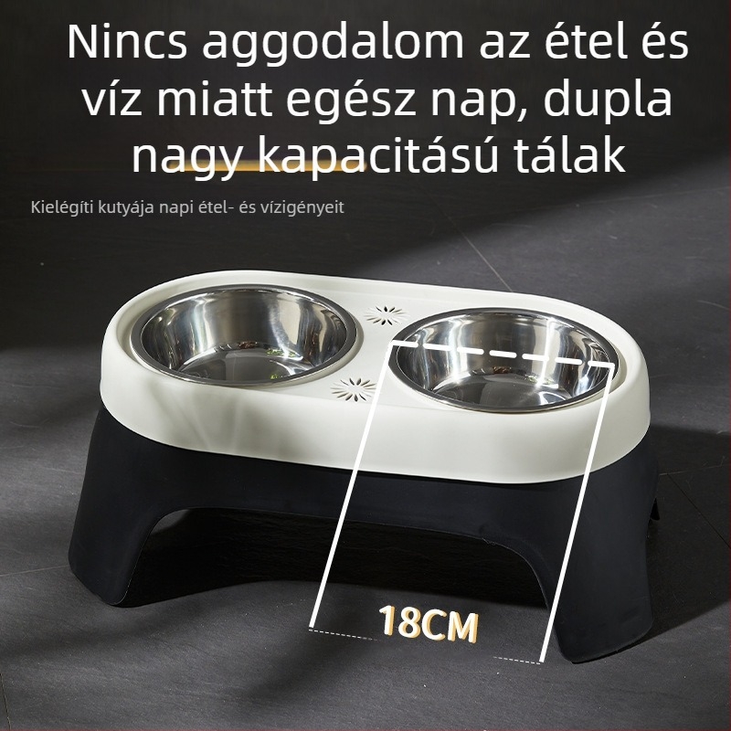 Új, kutyáknak való, magasított tál, kisállatoknak való ivóvíz-etetőtál, kopogásgátló rozsdamentes acél etetőtál, macska rizstál, raktáron, nagykereskedelemben