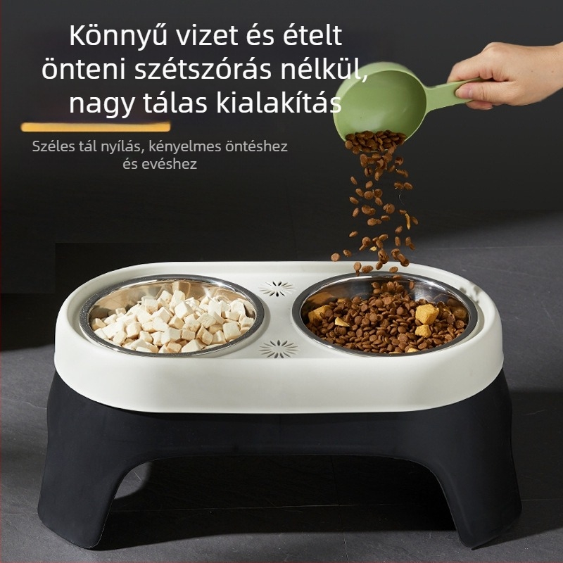 Új, kutyáknak való, magasított tál, kisállatoknak való ivóvíz-etetőtál, kopogásgátló rozsdamentes acél etetőtál, macska rizstál, raktáron, nagykereskedelemben