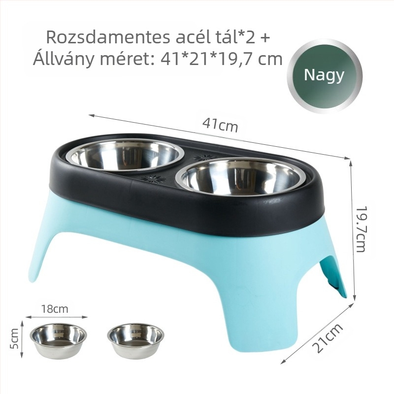 Új, kutyáknak való, magasított tál, kisállatoknak való ivóvíz-etetőtál, kopogásgátló rozsdamentes acél etetőtál, macska rizstál, raktáron, nagykereskedelemben