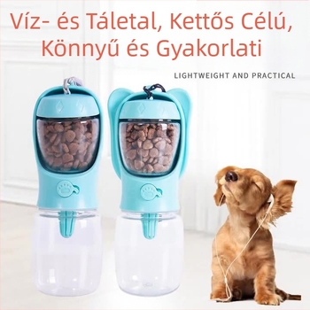 Kettős felhasználású kutya ivópohár kisállat vízitató pohár 2 az 1-ben hordozható macska kültéri itató tál