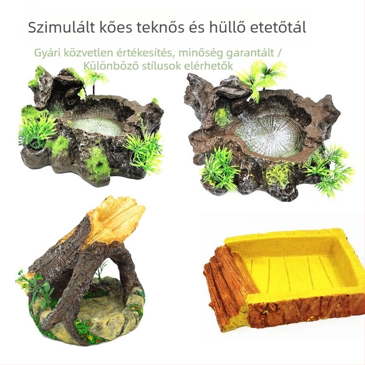 Gyári közvetlen értékesítésű akvárium dekoráció, akvárium utánzatú, gyantás víztál, teknős mászó, kisállat etetőtányér, teknős tál