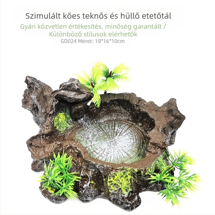 Gyári közvetlen értékesítésű akvárium dekoráció, akvárium utánzatú, gyantás víztál, teknős mászó, kisállat etetőtányér, teknős tál