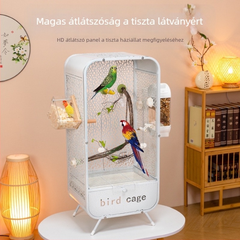 Új átlátszó papagáj madárkalitka panorámás akril kalitka cseppálló díszes villa otthoni madárkalitka kiállító kalitka nagykereskedelem