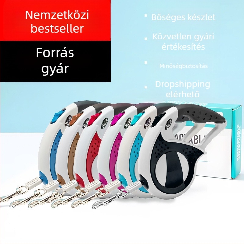 Készleten lévő kisállat kutyapóráz, automatikus behúzható kutyapóráz, kutyalánc közepes és nagy kutyáknak, elveszett kutyapóráz