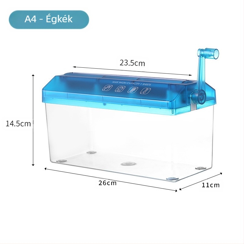 A4-es nagyméretű kézi iratmegsemmisítő otthoni, kézzel hajtható, csendes, hordozható, asztali, kis irodai iratmegsemmisítő, csíkok bizalmas kezelése