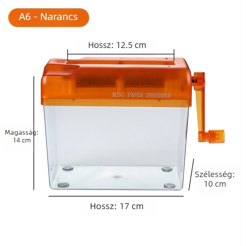 A4-es nagyméretű kézi iratmegsemmisítő otthoni, kézzel hajtható, csendes, hordozható, asztali, kis irodai iratmegsemmisítő, csíkok bizalmas kezelése
