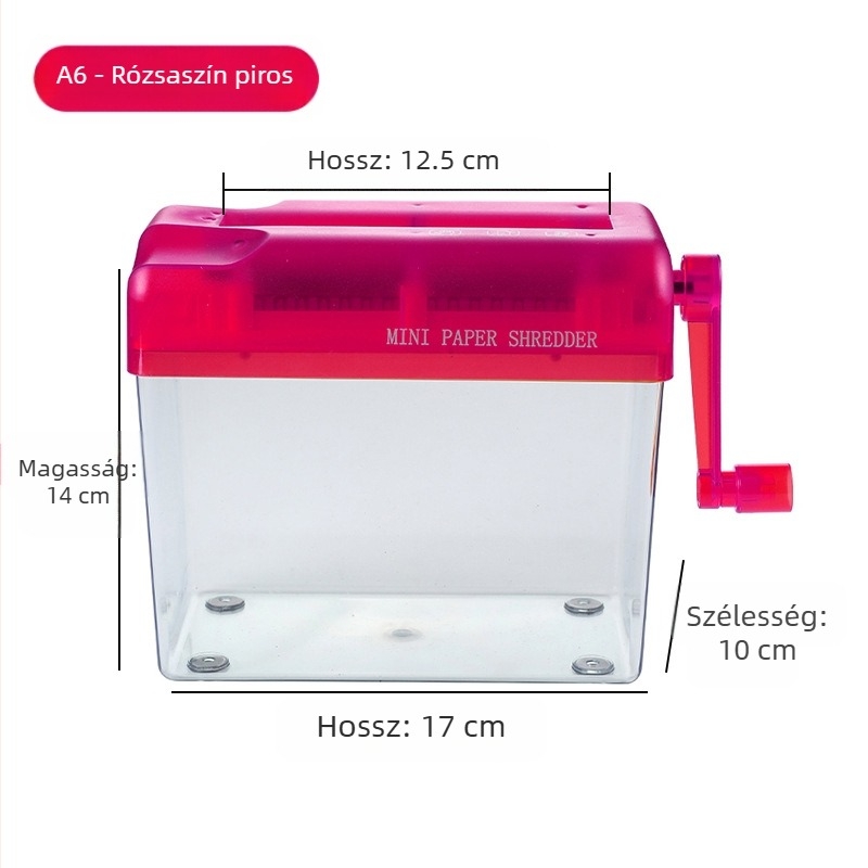 A4-es nagyméretű kézi iratmegsemmisítő otthoni, kézzel hajtható, csendes, hordozható, asztali, kis irodai iratmegsemmisítő, csíkok bizalmas kezelése
