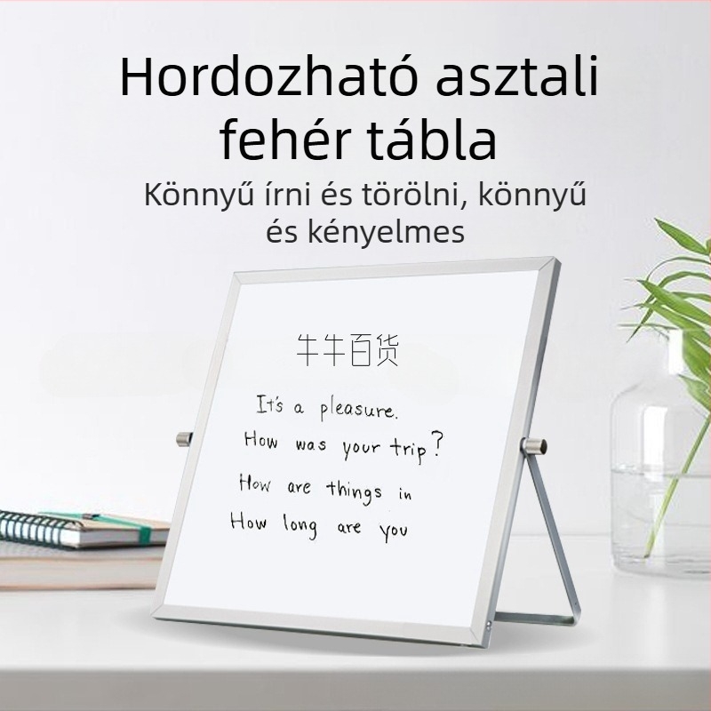 Összecsukható asztali panel, alumínium ötvözet keret, kétoldalas összecsukható asztali jegyzettábla, törölhető konzol, mágneses írás