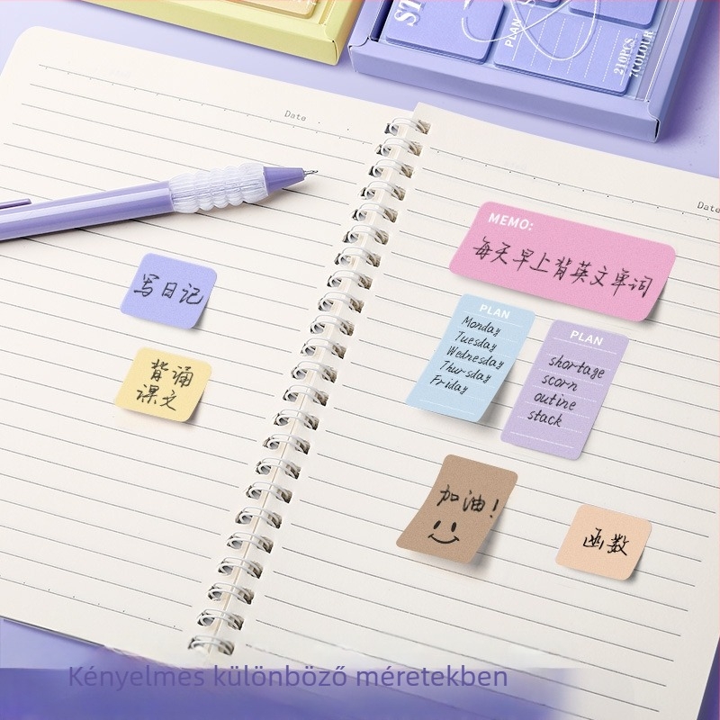 Szemhéjfesték tányéros post-it jegyzettömbök általános iskolásoknak és középiskolásoknak, magas színű jegyzettömbökkel, irodai használatra, erős ragacsossággal