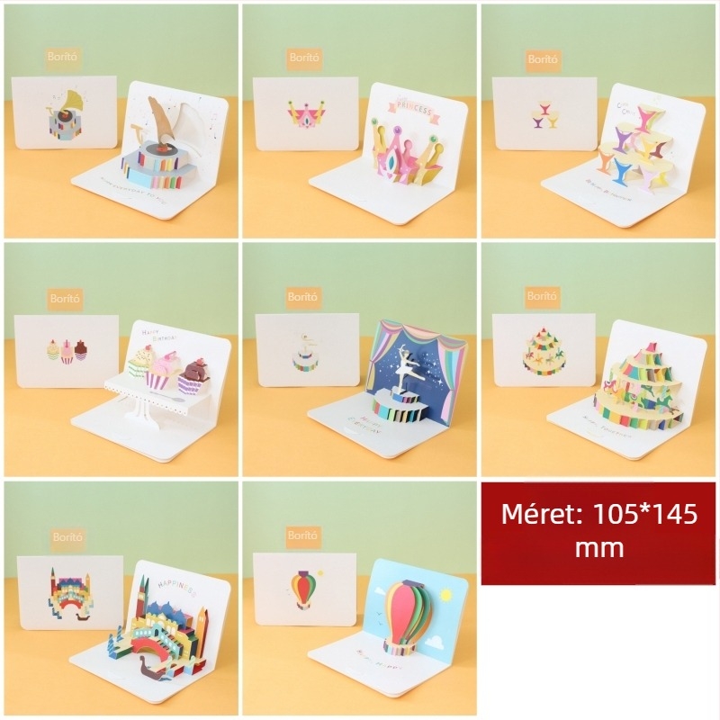 Rajzfilm aranyos kreatív háromdimenziós kis kártya gyermeknapi áldás köszönet születésnapra általános ajándék kis kártya