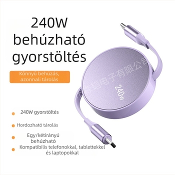 Külkereskedelmi robbanások 240W-os szupergyors töltőkábel szabadon húzható visszahúzható adatkábel dupla Type-C interfész ajándékok