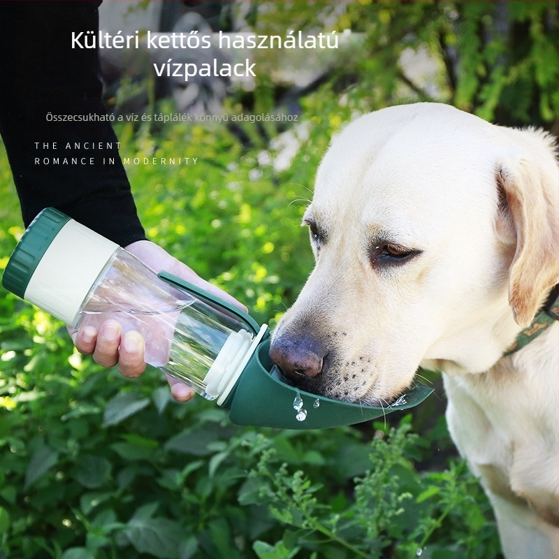 Határokon átnyúló népszerű kutyakirándulás víz- és eledelpohár kisállat-kellékek ivókút kültéri multifunkcionális hordozható itató