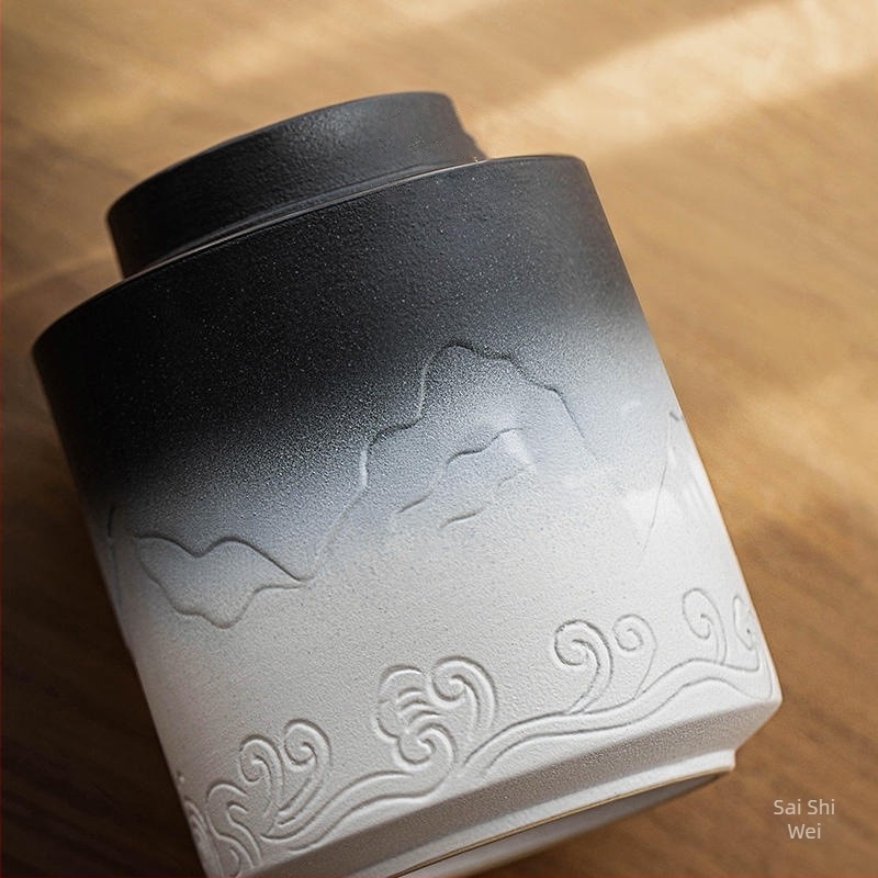 Kisállat urna Fehér Fekete Dombormű Xiangyun Tájkép Tenger Fodrozódás Halál Emlékmű Macska Kutya Tűz Íz