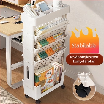 Asztali könyvespolc diákoknak, többrétegű, nagy kapacitású könyvtároló, könyvállvány, irattartó, kivehető olvasóállvány