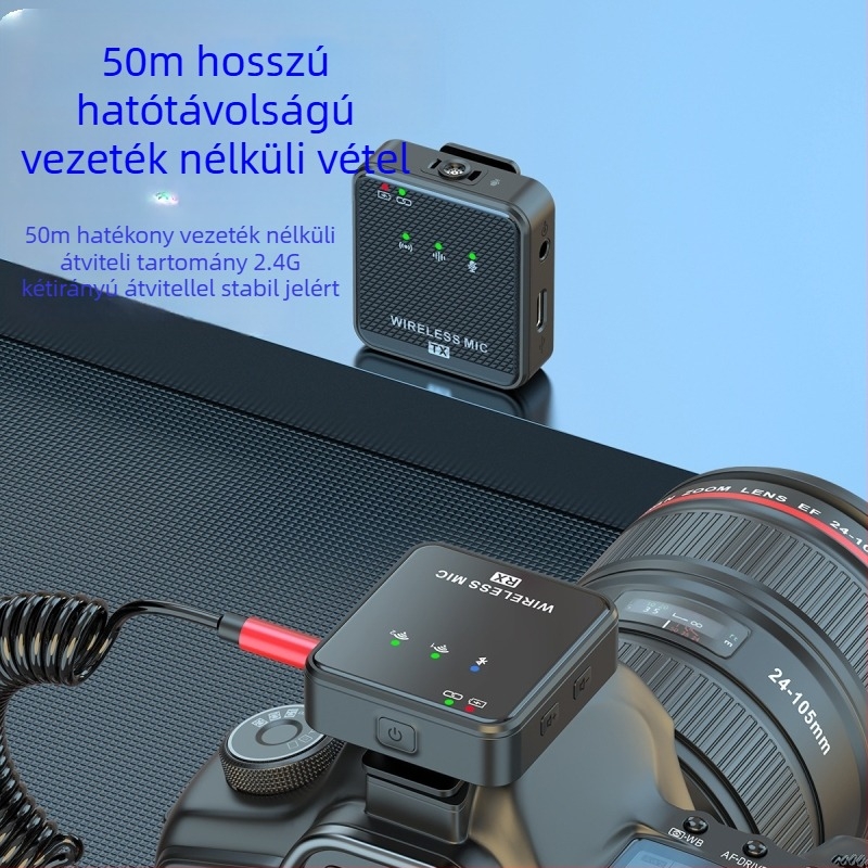 Gyárilag közvetlen vezeték nélküli nyakörvmikrofon kültéri élő felvételhez zajcsökkentő mikrofon egyhúzásos két vezeték nélküli mikrofon