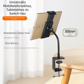 Fém Erős Szorító Mobiltelefon Szelfi Élő Közvetítő Állvány Asztali Éjjeli Fix Univerzális Tömlő Lusta Embereknek Hajlítható