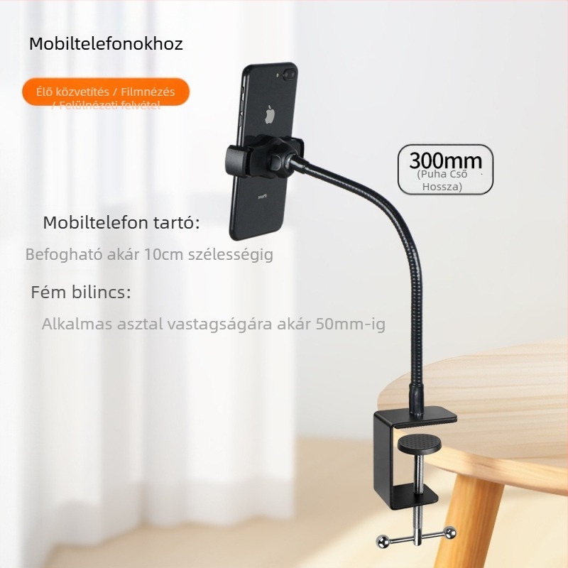 Fém Erős Szorító Mobiltelefon Szelfi Élő Közvetítő Állvány Asztali Éjjeli Fix Univerzális Tömlő Lusta Embereknek Hajlítható