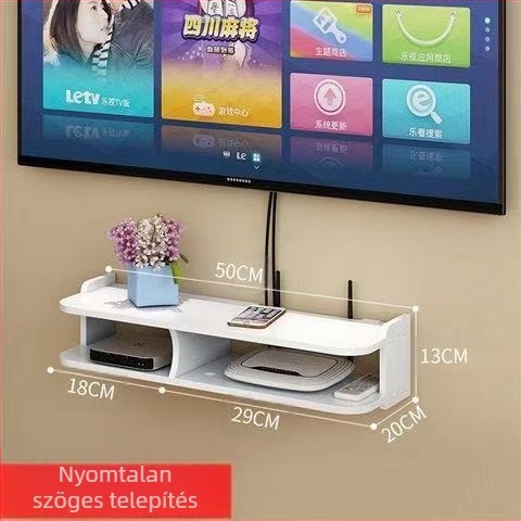 Vezeték nélküli router tárolódoboz falra szerelhető WiFi tárolóállvány macskáknak való set-top boxhoz, falra akasztható, lyukasztásmentes polc