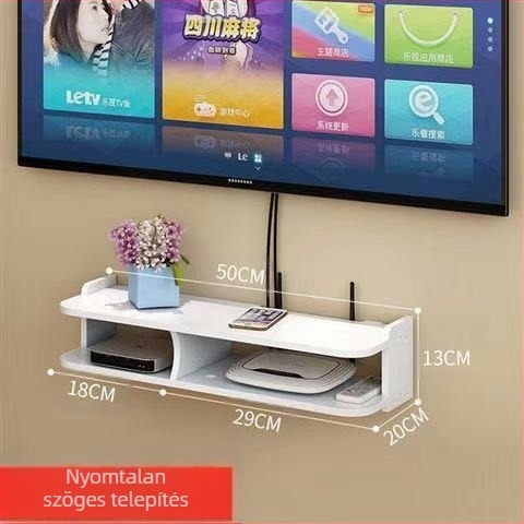 Vezeték nélküli router tárolódoboz falra szerelhető WiFi tárolóállvány macskáknak való set-top boxhoz, falra akasztható, lyukasztásmentes polc