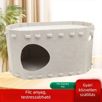 Határokon átnyúló kisállatfészek macskaparadicsom kopásálló, karcálló és nem vedlő, kétrétegű, nagyméretű filc macskafészek minden évszakra