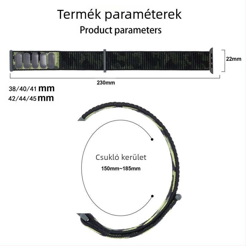 Apple Watch 5678910 álcázó nejlonszíj iWatch S10 tépőzáras sport karpánt