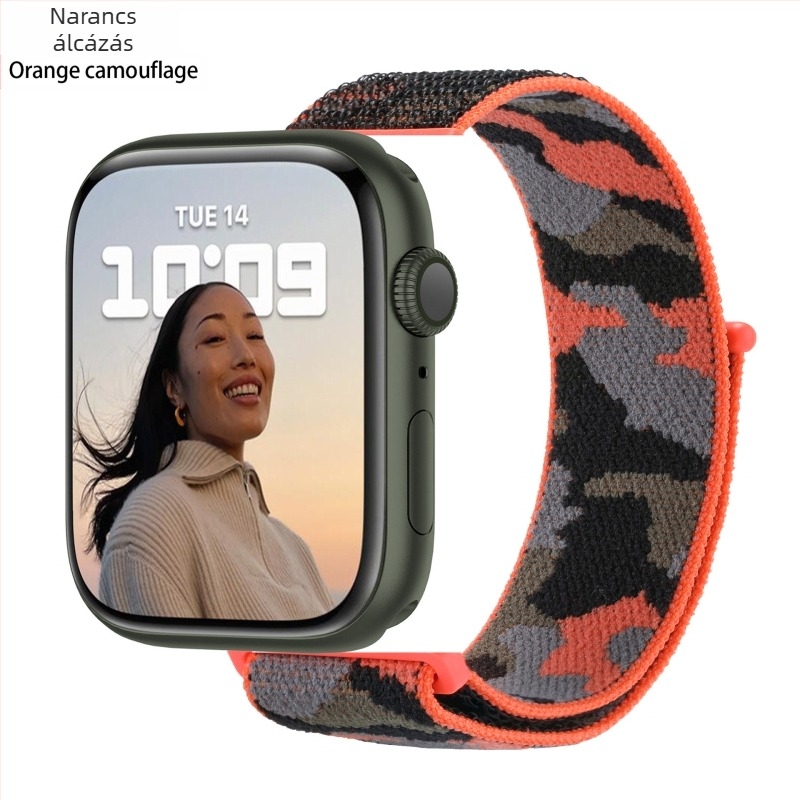Apple Watch 5678910 álcázó nejlonszíj iWatch S10 tépőzáras sport karpánt