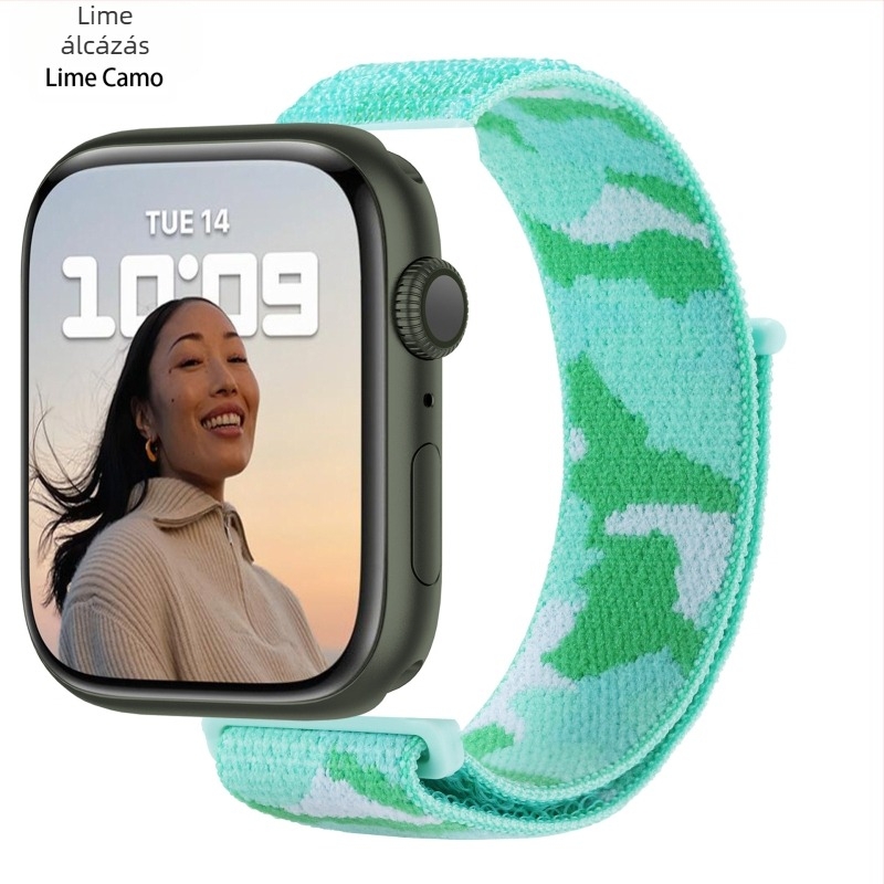 Apple Watch 5678910 álcázó nejlonszíj iWatch S10 tépőzáras sport karpánt