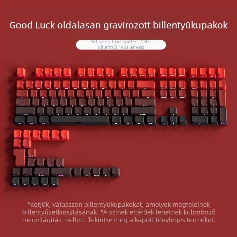 Pbt áttetsző billentyűsapkák oldalsó gravírozott mintákkal, mikrocsiszolt felület, 131 billentyű, hatszínű színátmenetes festékszublimáció, divatos, mechanikus billentyűzetekkel kompatibilis