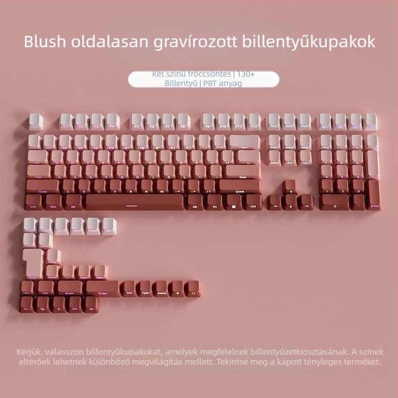 Pbt áttetsző billentyűsapkák oldalsó gravírozott mintákkal, mikrocsiszolt felület, 131 billentyű, hatszínű színátmenetes festékszublimáció, divatos, mechanikus billentyűzetekkel kompatibilis