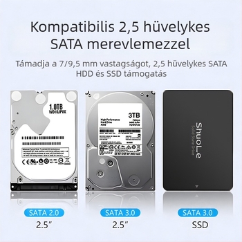 Shuole képernyőkijelző merevlemez-doboz USB3.2 kompatibilis a 3.0TYPE-C külső 2,5"-os SATA notebook szilárdtest SSD-vel