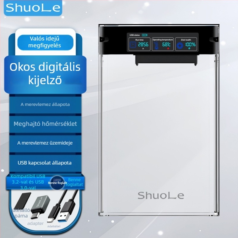 Shuole képernyőkijelző merevlemez-doboz USB3.2 kompatibilis a 3.0TYPE-C külső 2,5"-os SATA notebook szilárdtest SSD-vel