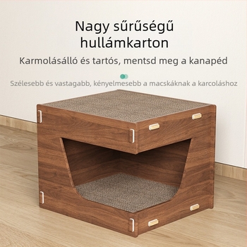 Macskakaparó tábla Macskafészek Integrált kopásálló hulladékálló karmőrlő Tartós macskakaromház Hullámpapír macskaház villa