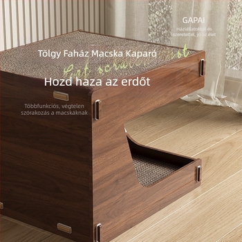 Macskakaparó tábla Macskafészek Integrált kopásálló hulladékálló karmőrlő Tartós macskakaromház Hullámpapír macskaház villa