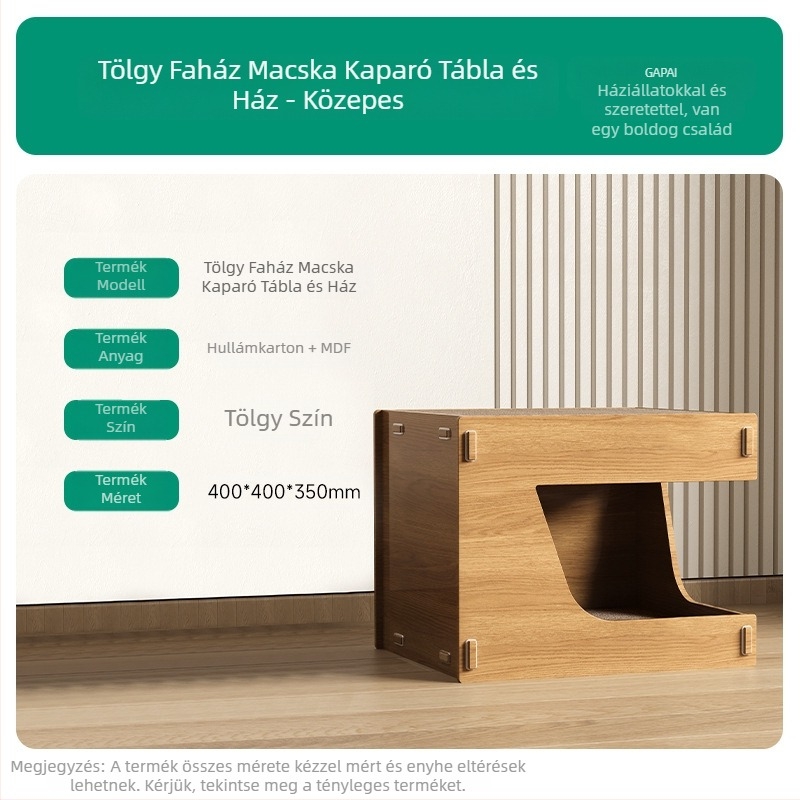 Macskakaparó tábla Macskafészek Integrált kopásálló hulladékálló karmőrlő Tartós macskakaromház Hullámpapír macskaház villa