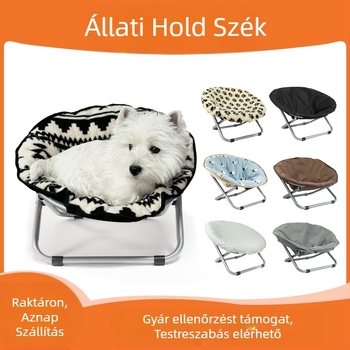 Összecsukható kisállat fekhely, hordozható, kerek, megemelt macskafekhely, vízálló kiskutya fekhely, hold alakú kisállat fekhely