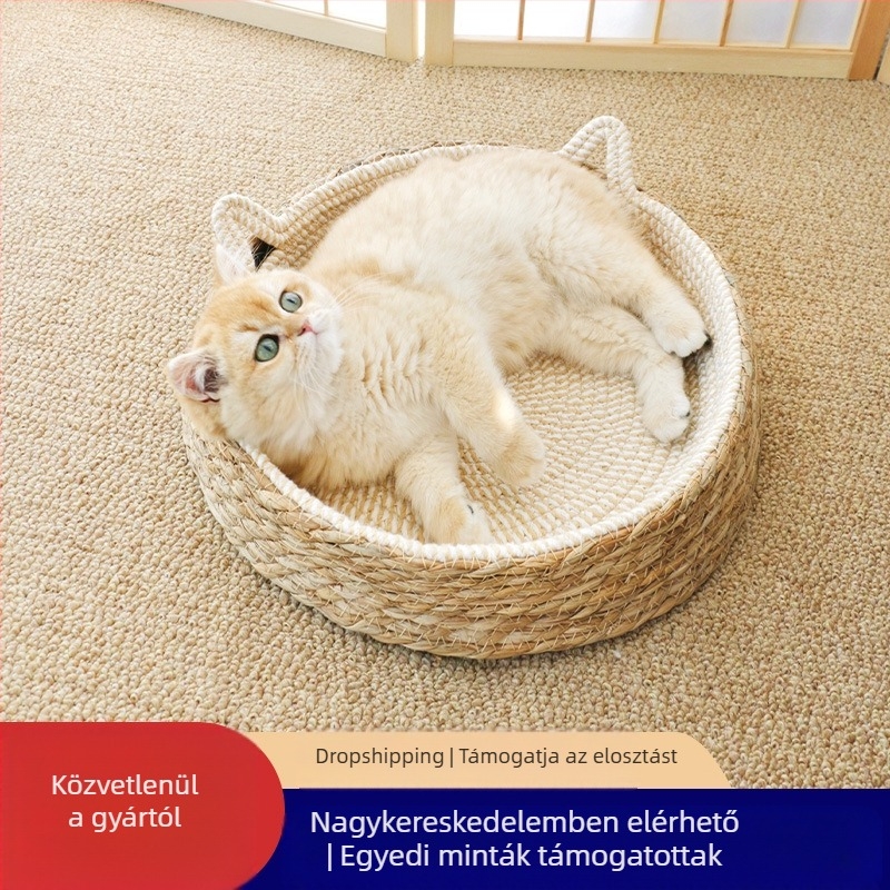 Rattan macskafészek nagy macska kaparódeszka kopásálló rattan integrált karcálló téli négy évszak univerzális hulladék macskafészek határokon átnyúló hő