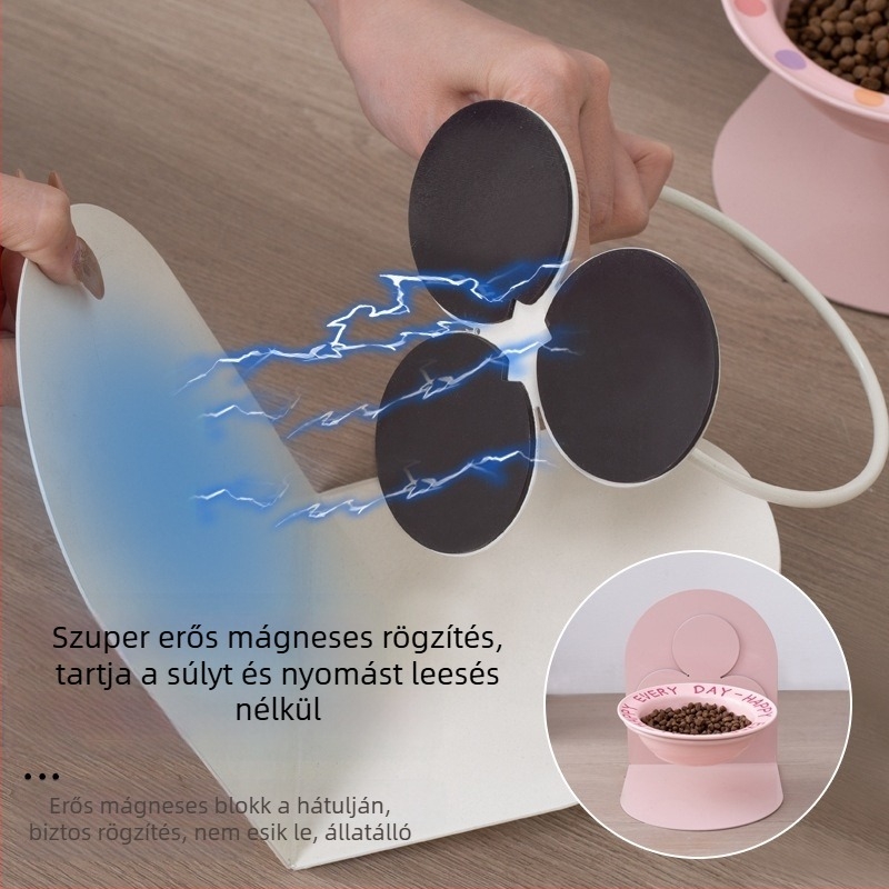 Kerámia magas lábú tál, levehető kismacskatál, macska- és kutyatál, nyaki gerincvédő, ütésálló macskaeledel-tál, itatótál, dönthető tál