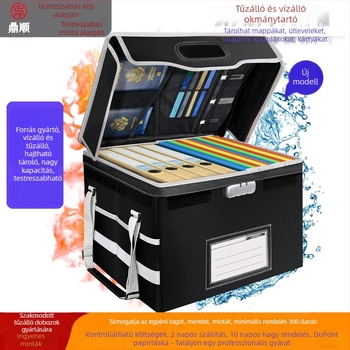 Határokon átnyúló vízálló tűzálló irattartó doboz, magas hőmérsékletnek ellenálló tűzálló irattartó doboz, kétrétegű, összecsukható tárolódoboz zárral