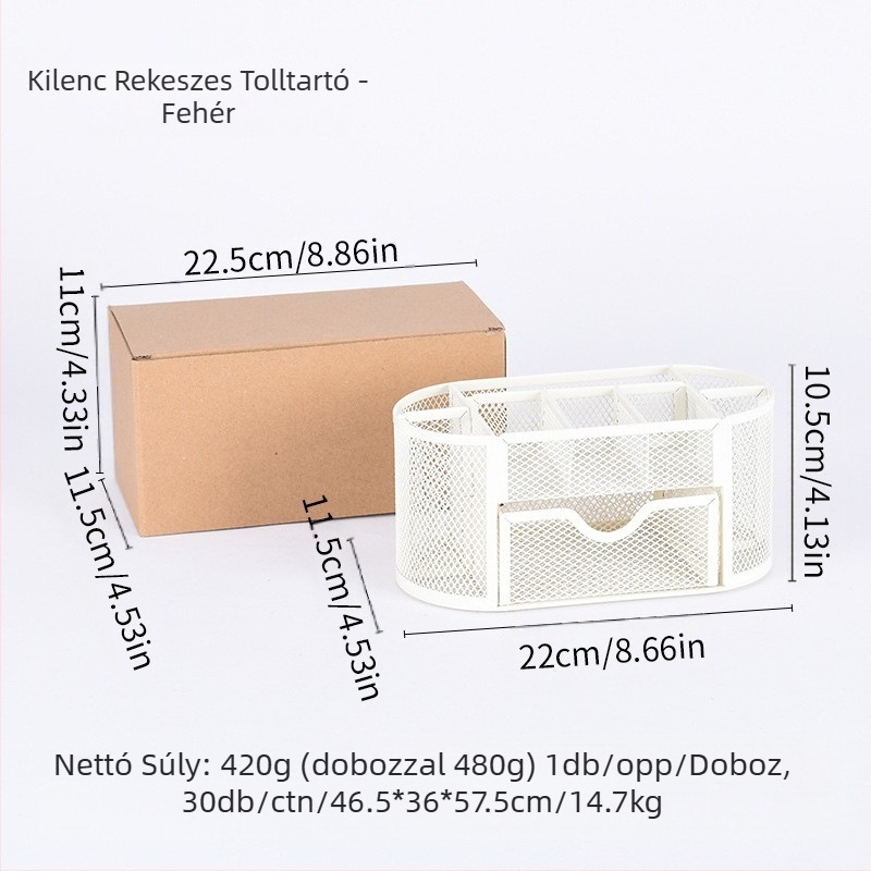 Fém vasháló kilenc rácsos tárolódoboz asztali tolltartó, eladó írószer vödör új stílusú fiókos tárolódoboz tolltartóval nagykereskedelemben