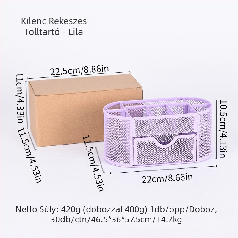 Fém vasháló kilenc rácsos tárolódoboz asztali tolltartó, eladó írószer vödör új stílusú fiókos tárolódoboz tolltartóval nagykereskedelemben