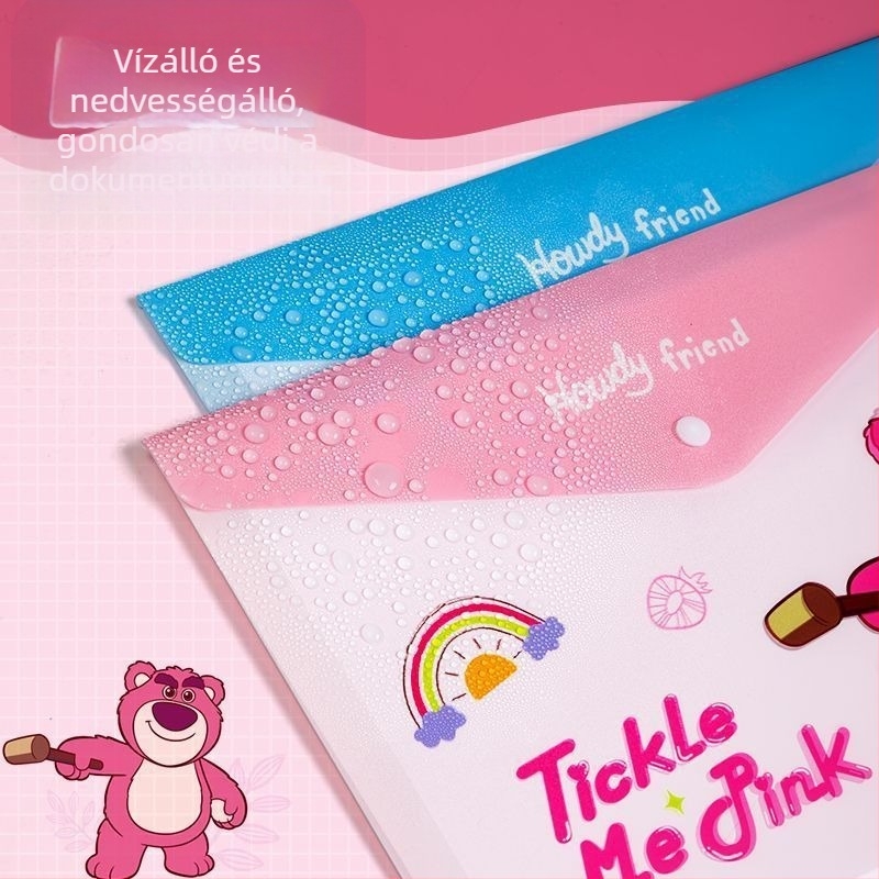 A4-es rajzfilm irattartó táska papír írószer tároló táska pp patenttáska nagy kapacitású irodai információs irattartó táska nagykereskedelem