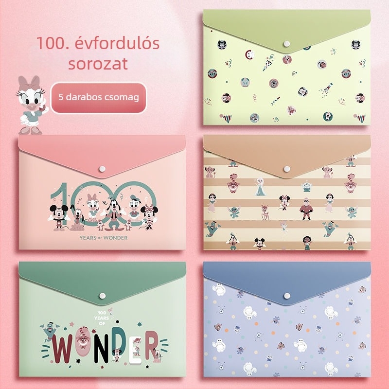 A4-es rajzfilm irattartó táska papír írószer tároló táska pp patenttáska nagy kapacitású irodai információs irattartó táska nagykereskedelem