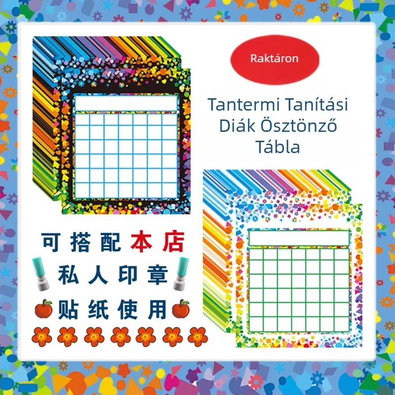 Tantermi tanítási ösztönző kártya ütemterv rajzfilm általános iskolás diák testreszabott óvodai pecsétkártya jutalmazó asztal